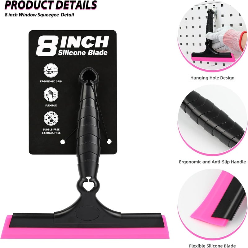 Ehdis 2PCS Flexible 8-Inch Silicone Squeegee Window Tint Tool Auto Water Blade, Shower Squeegee for Car Windshield, Glass, Tiles, and Smooth Surfaces - Image 3